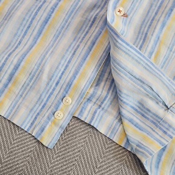 Nyne New You New Energy Shirt Men's 1X Big Short Sleeve Blue Yellow Stripe - Picture 3 of 15